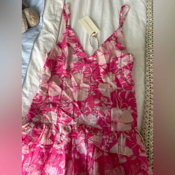 NWT Love shack fancy Fabienne dress holiday sun fuschia - Picture 2 of 5